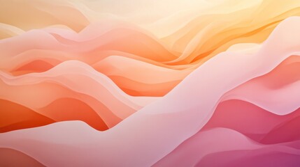Fototapeta premium A series of soft, undulating shapes in a gentle gradient from pink to orange, resembling a sunset cloud formation