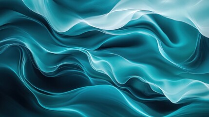 Obraz premium A soothing abstract image depicting waves made of smooth, flowing lines in shades of blue and turquoise