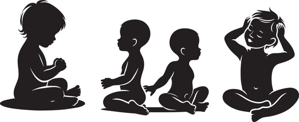 Vector silhouette naked baby vector illustration