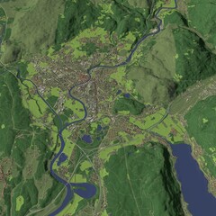 3D illustration of city and urban in Villach Austria