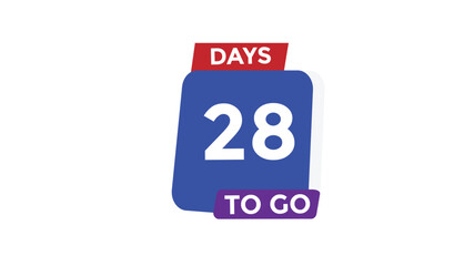 28 days to go Countdown number banner templates. time icon. Vector Illustration 