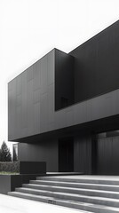 Obraz premium Modern Black Building with Geometric Design