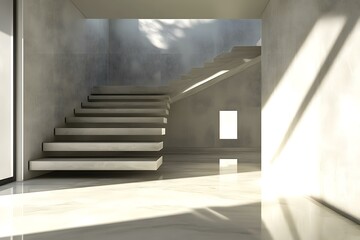 Modern Minimalist Concrete Stairs Interior Design