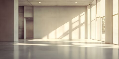 Obraz premium Minimalist Interior Design With Concrete Walls and Large Windows