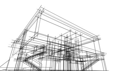 Building sketch architectural 3d illustration