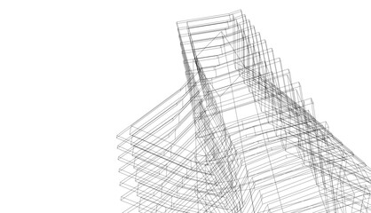 Building sketch architectural 3d illustration