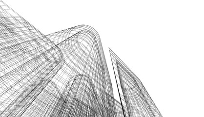 Building sketch architectural 3d illustration