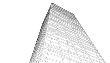 Building sketch architectural 3d illustration