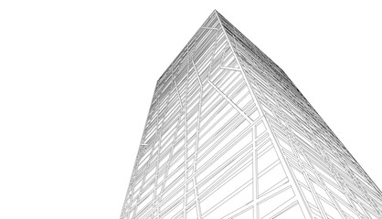 Building sketch architectural 3d illustration