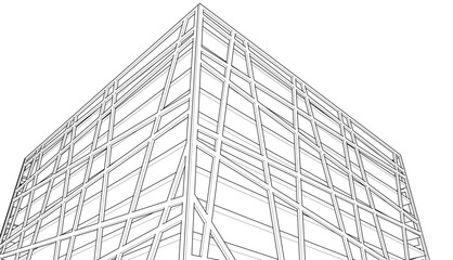 Building sketch architectural 3d illustration