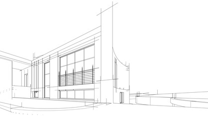 Building sketch architectural 3d illustration