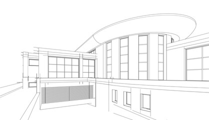 Building sketch architectural 3d illustration
