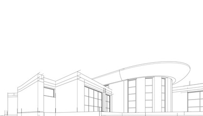 Building sketch architectural 3d illustration