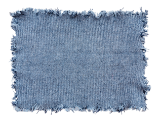 Piece of torn denim on a white background. Denim texture