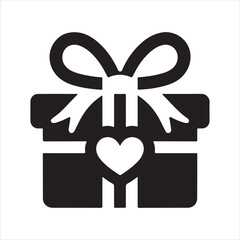 Fototapeta premium Love Gift Box Icon vector Solid Design for User Interface on White Background