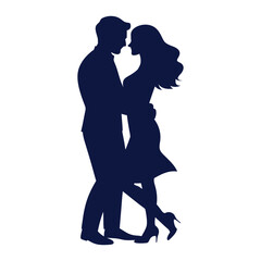 Romantic Couple Silhouette Vector Illustration.