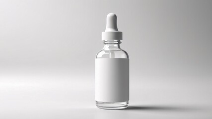 Glass dropper bottle mockup with blank label.