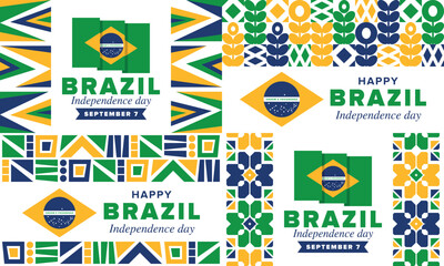 Brazil Independence Day. Happy national holiday. Freedom day. Celebrate annual in September 7. Brazil flag. Patriotic brazilian design. Poster, card, banner, template, background. Vector illustration