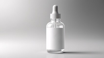 Glass bottle with dropper and blank label.