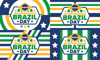 Brazil Independence Day. Happy national holiday. Freedom day. Celebrate annual in September 7. Brazil flag. Patriotic brazilian design. Poster, card, banner, template, background. Vector illustration