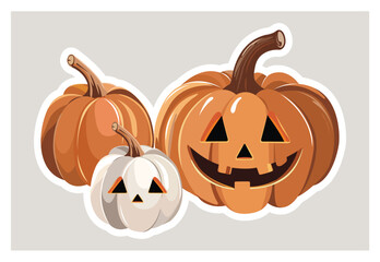 Halloween Pumpkins, brown pumpkin dan white pimpkin.