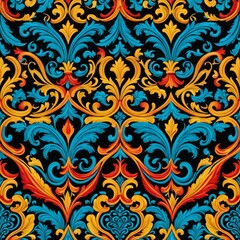 A colorful floral design on a dark background