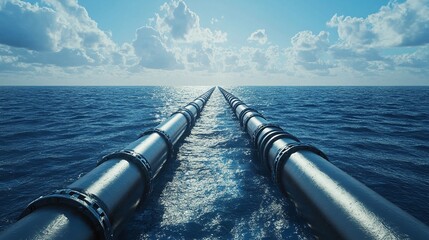 captivating image of an oil pipeline in the sea, symbolizing the essential role of offshore drilling and energy supply chains