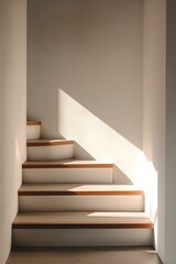 Fototapeta premium Sunlight on a Staircase in a White Interior