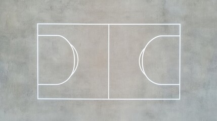 A white and grey court with a white line dividing it into two halves