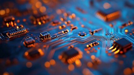 Circuit Board with Golden Lines