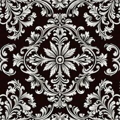 Fototapeta premium A beautiful black and white floral pattern with intricate details