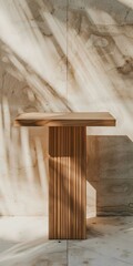 Minimalist Wooden Table With Light Brown Background