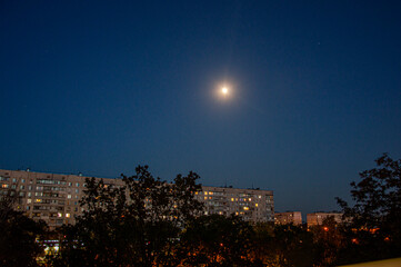 Evening in the city and panel houses