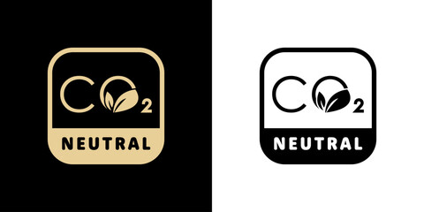 CO2 Neutral - gold vector stamp for labeling.