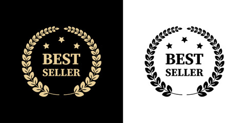 Obraz premium Best Seller - vector gold stamp with laurel wreath, for product labeling.