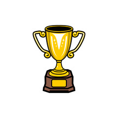 shiny gold trophy prize competition awards vector illustration