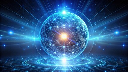 Obraz premium Futuristic technology concept featuring a glowing Quantum Nexus Core , quantum, nexus, core, futuristic