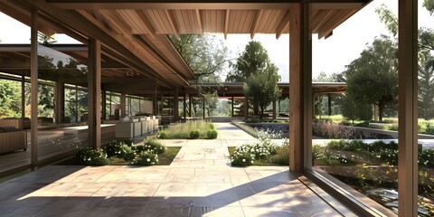 Obraz premium Modern Minimalist House with Patio and Garden Design