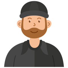 bearded man with hat
