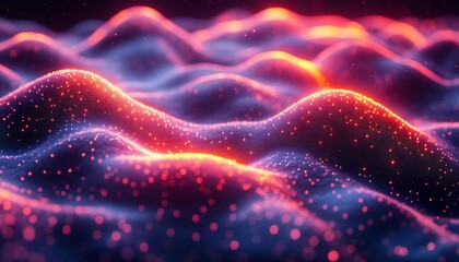 Obraz premium 3D Holographic Data Waves in Abstract Technology Design, 3D holographic design featuring abstract data waves.