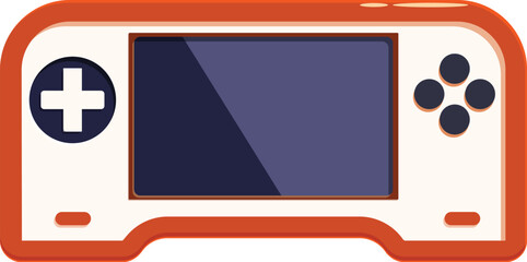 This cartoon illustration features an orange handheld gaming console, perfect for showcasing the excitement of mobile gaming © nsit0108
