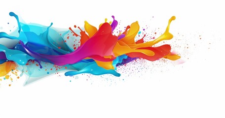 Fototapeta premium A vibrant splash of colorful paint isolated on white background, showcasing dynamic movement and creativity.