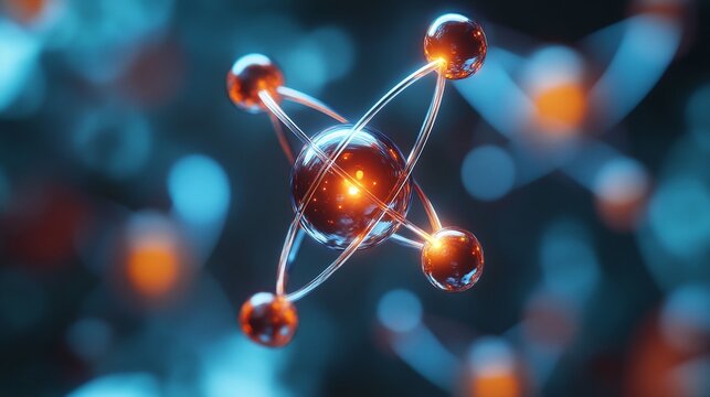 3D rendering of neutrons, protons, and electrons showcasing their connection and role in the atomic nucleus for chemistry and physics education