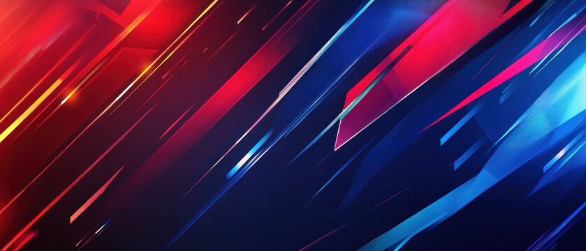 Background gaming abstract neon sci-fi themes cyberpunk red and blue dynamic technology wallpaper AI generated image