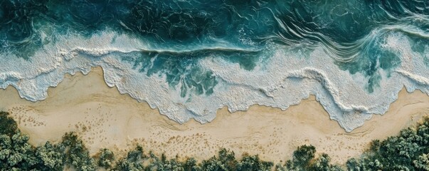 Naklejka premium top view of the sea shoreline.