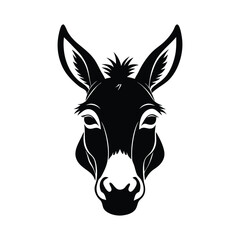 Black Donkey head  silhouette vector art illustration .   