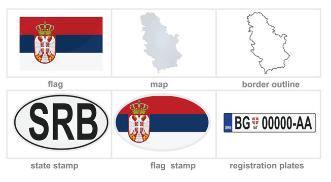 Serbia labels set. vector illustration