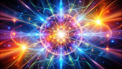 of abstract quantum energy with vibrant colors and glowing effects, quantum, energy, abstract,vibrant, colors