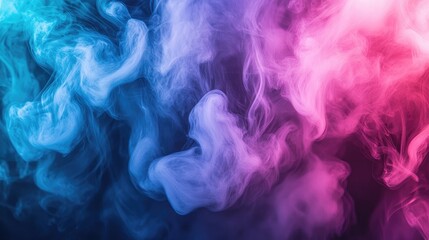 A dramatic image of brightly colored smoke billowing upward, with shades of pink, blue, and purple swirling in a mesmerizing, fluid pattern