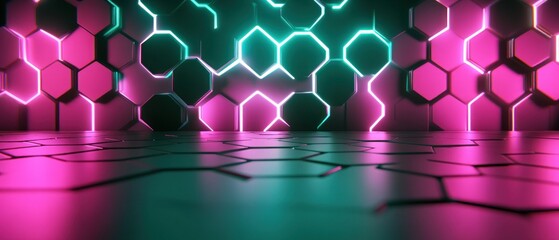 Hexagonal honeycomb pattern Abstract design Background technology geometric cyber gaming wallpaper AI generated image